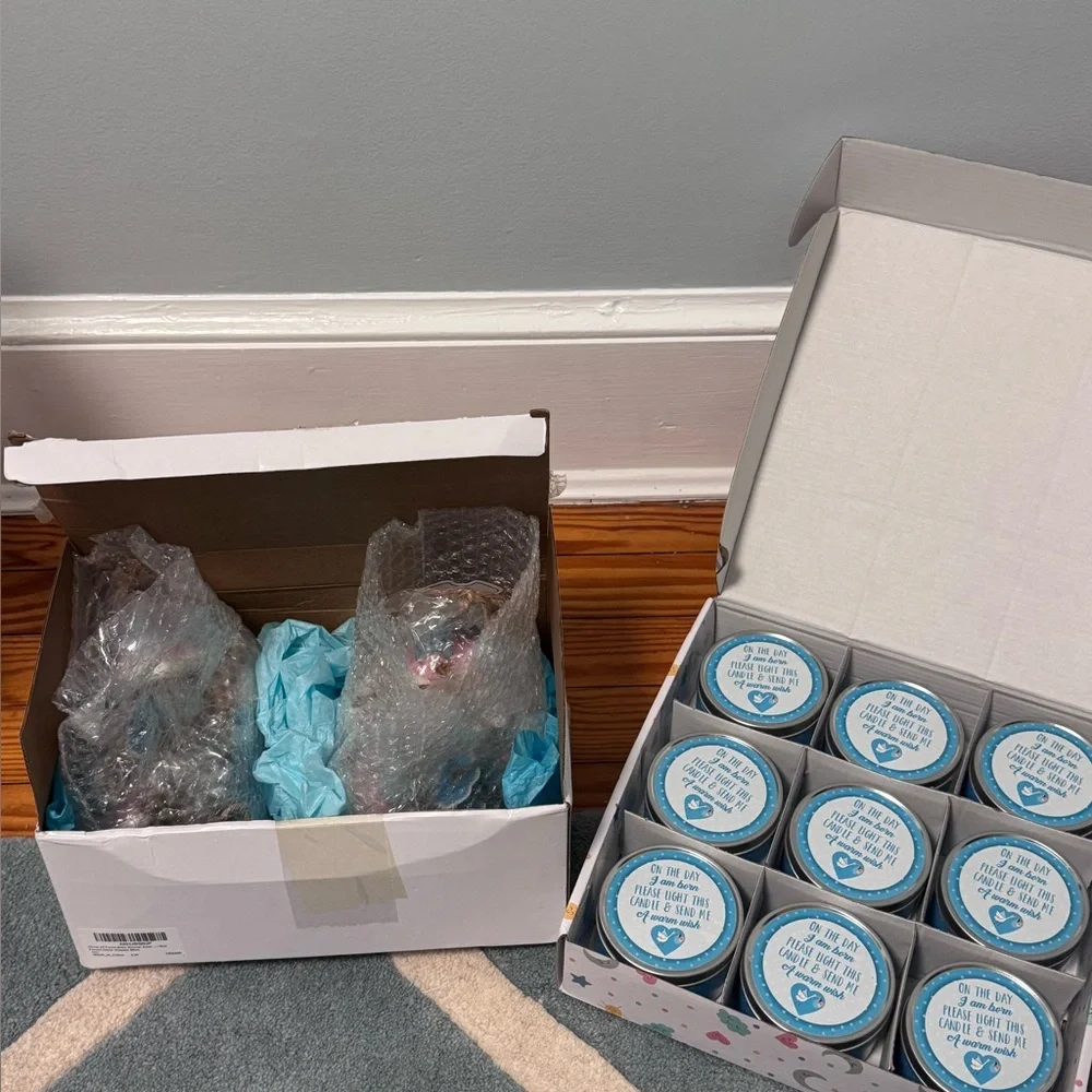 Baby shower favors candles and soaps